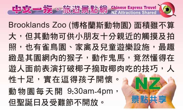 New Plymouth Pukekura 公園 Brooklands Zoo 博格蘭斯動物園