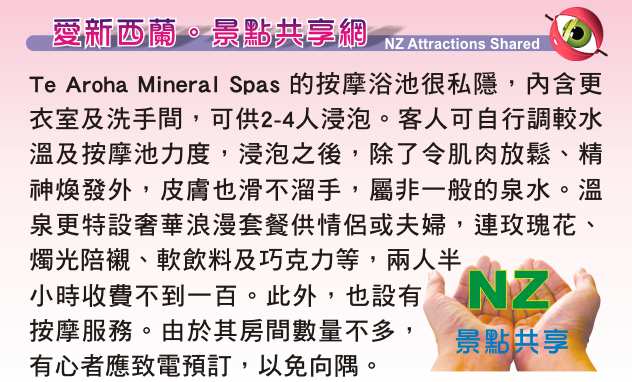 Te Aroha Mineral 蘇打溫泉水療按摩