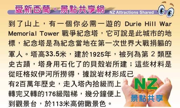 Whanganui 古老登山升降機 Durie Hill Underground Elevator War Memorial Tower 戰爭紀念塔